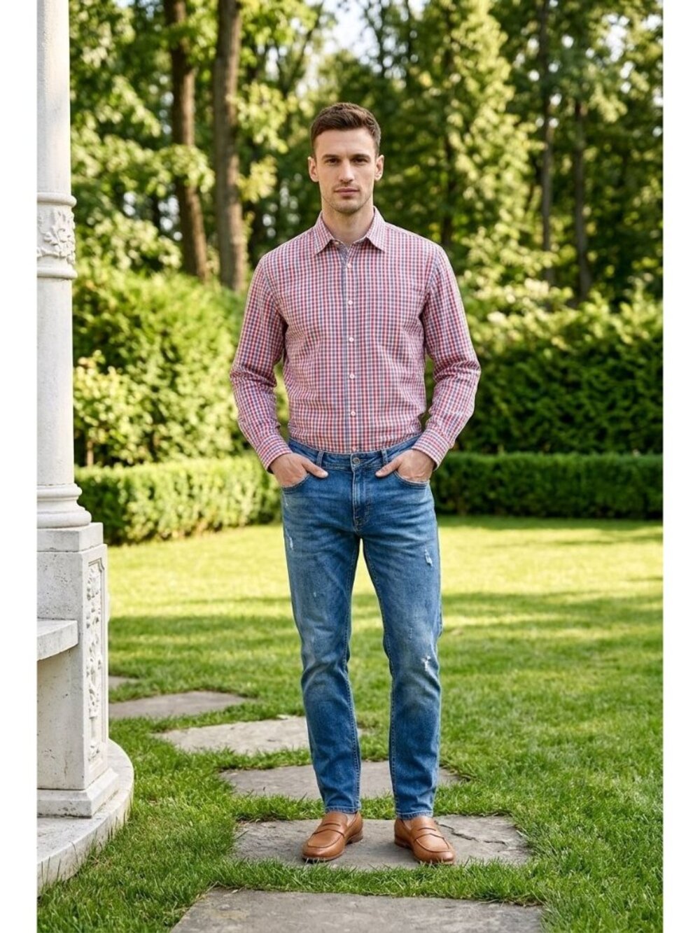 Izod Plaid Button-Down Shirt (SKU#1174)